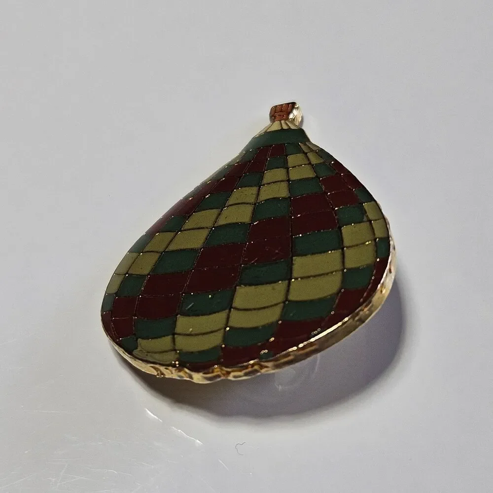 Vintage Gold Tone Enameled Cloisonne Hot Air Balloon Tie Lapel Pin Teal Red